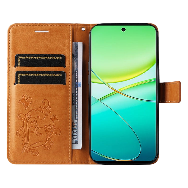 For vivo Y38 / Y200i / T3x Global 3D Butterfly Embossed Pattern Flip Leather Phone Case