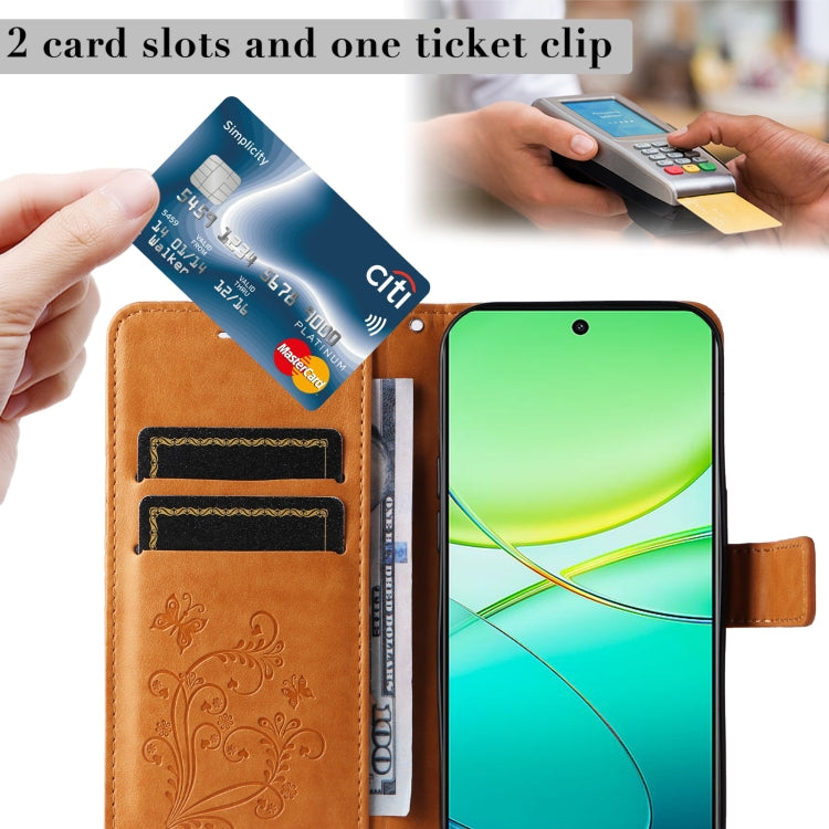 For vivo Y38 / Y200i / T3x Global 3D Butterfly Embossed Pattern Flip Leather Phone Case