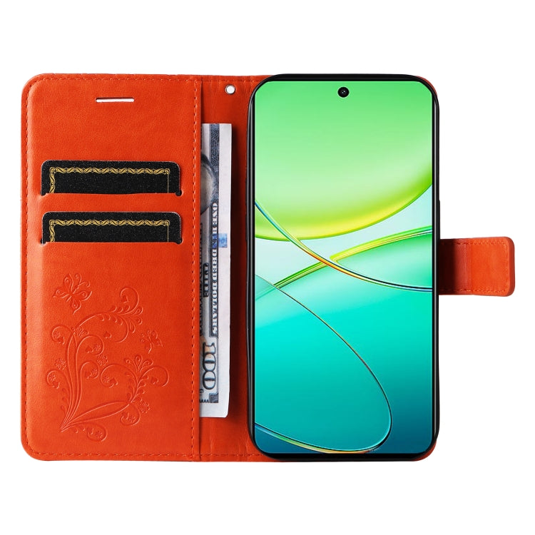 For vivo Y38 / Y200i / T3x Global 3D Butterfly Embossed Pattern Flip Leather Phone Case