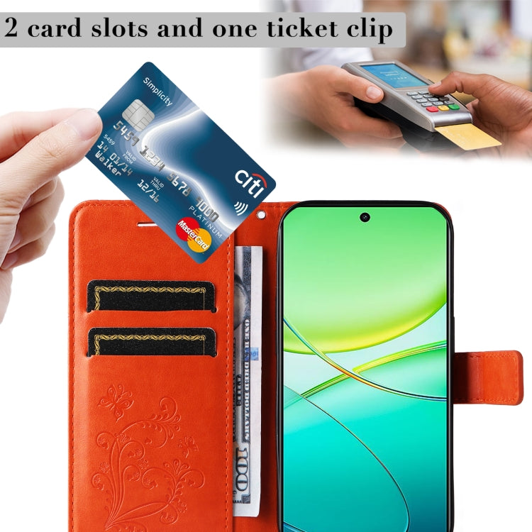 For vivo Y38 / Y200i / T3x Global 3D Butterfly Embossed Pattern Flip Leather Phone Case