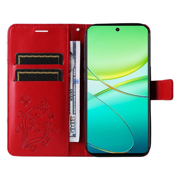 For vivo Y38 / Y200i / T3x Global 3D Butterfly Embossed Pattern Flip Leather Phone Case