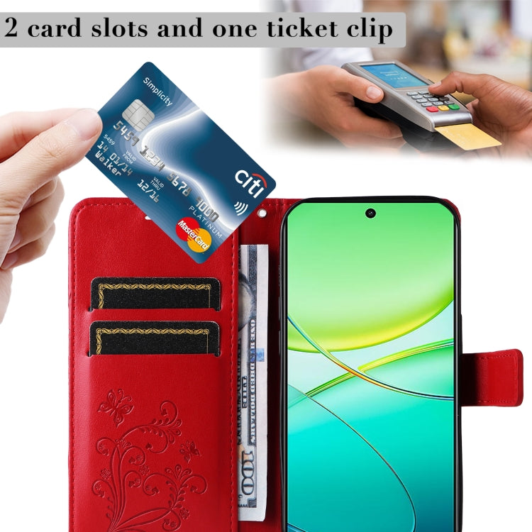For vivo Y38 / Y200i / T3x Global 3D Butterfly Embossed Pattern Flip Leather Phone Case