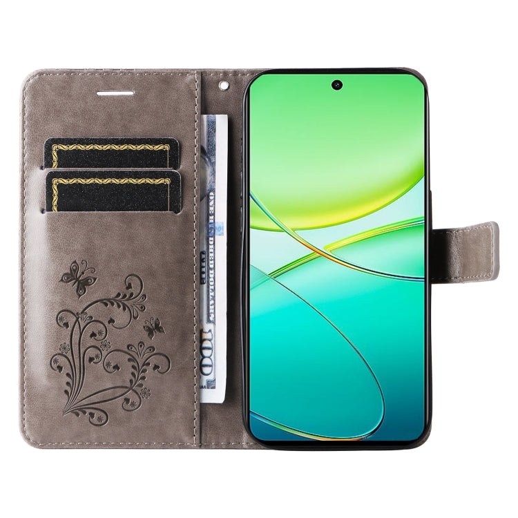 For vivo Y38 / Y200i / T3x Global 3D Butterfly Embossed Pattern Flip Leather Phone Case