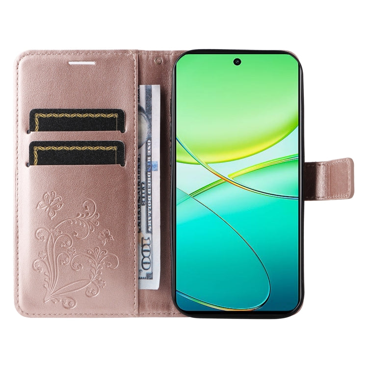 For vivo Y38 / Y200i / T3x Global 3D Butterfly Embossed Pattern Flip Leather Phone Case