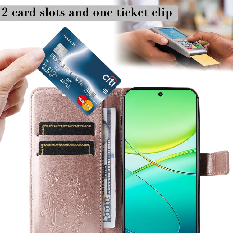 For vivo Y38 / Y200i / T3x Global 3D Butterfly Embossed Pattern Flip Leather Phone Case