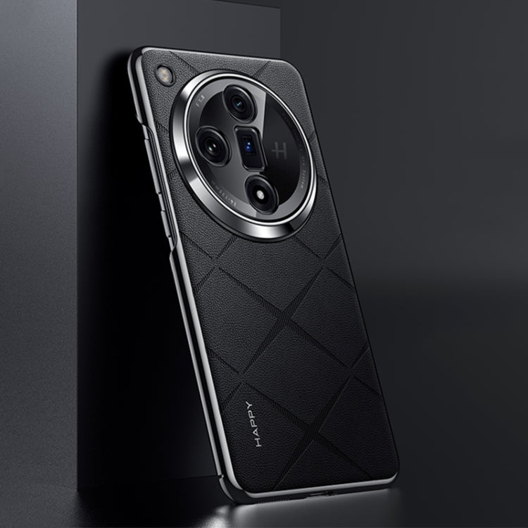 For OPPO Find X7 Plain Leather PC Phone Case
