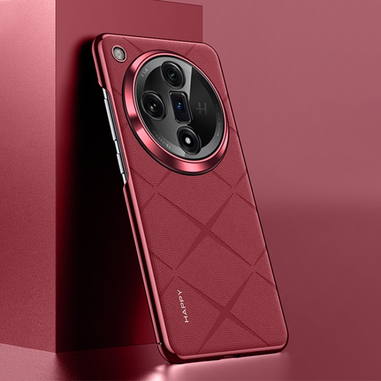 For OPPO Find X7 Plain Leather PC Phone Case