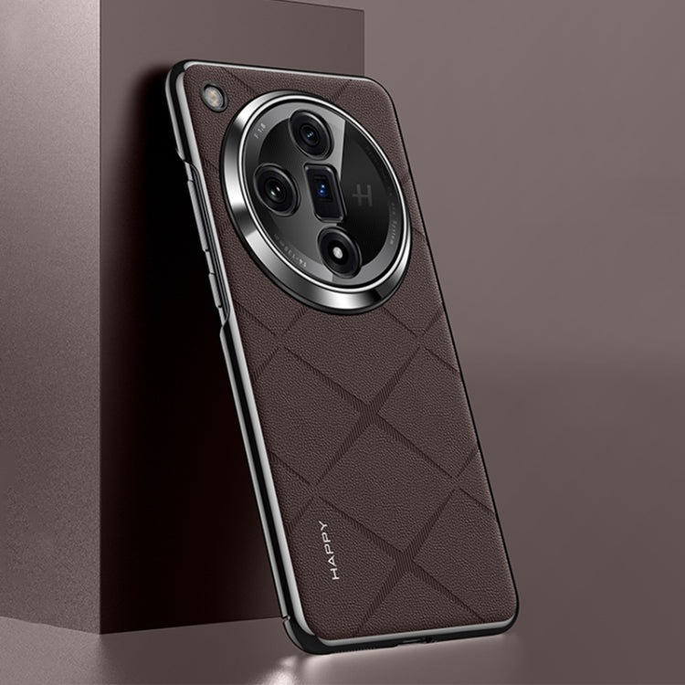 For OPPO Find X7 Ultra Plain Leather PC Phone Case
