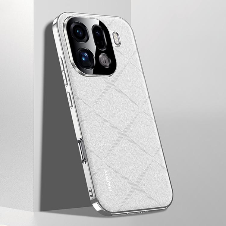 For OPPO Find X9 Pro Plain Leather PC Phone Case