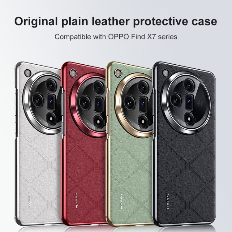 For OPPO Find X7 Plain Leather PC Phone Case