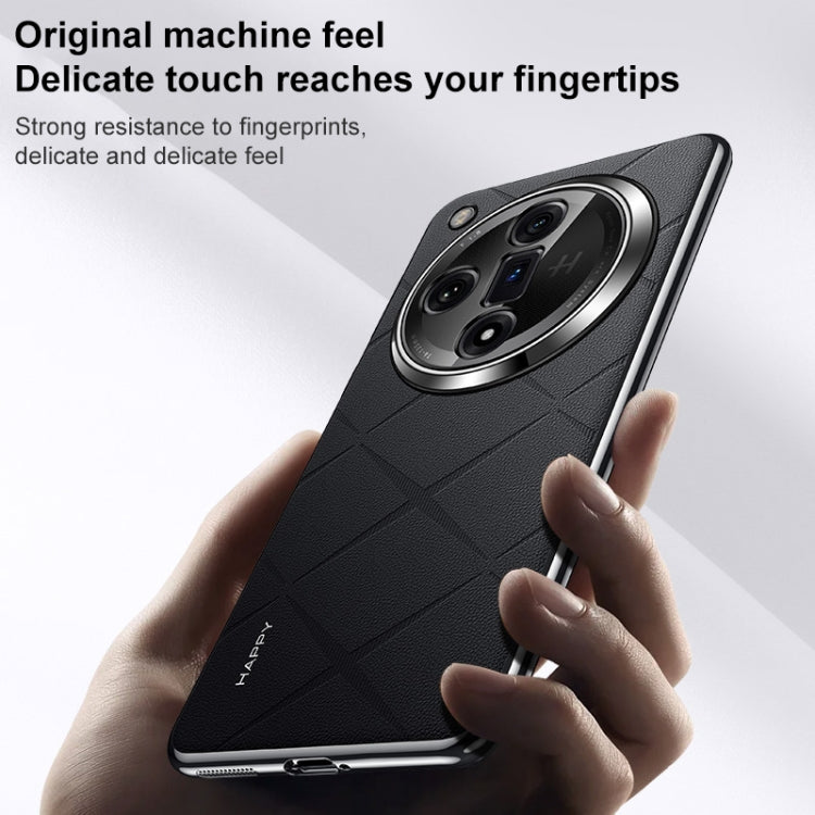 For OPPO Find X7 Plain Leather PC Phone Case