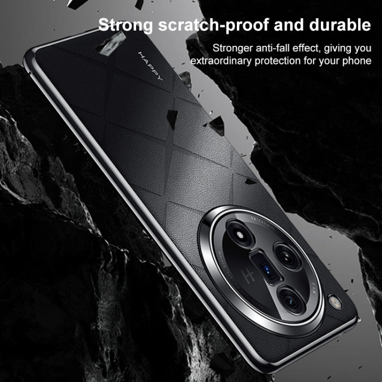 For OPPO Find X7 Plain Leather PC Phone Case