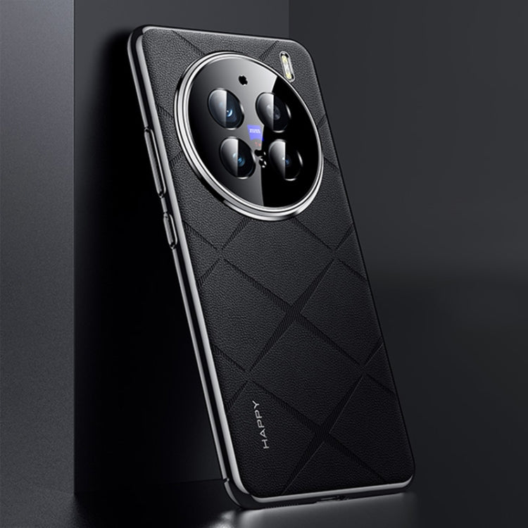 For vivo X200 Pro Plain Leather PC Phone Case