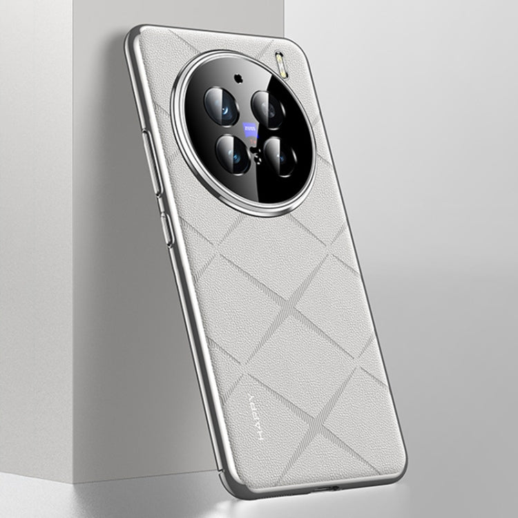 For vivo X200 Pro Plain Leather PC Phone Case