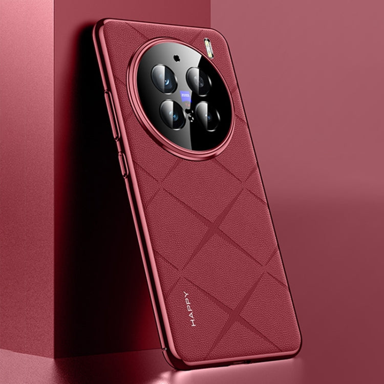 For vivo X200 Pro Plain Leather PC Phone Case