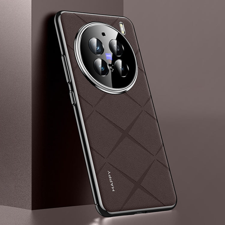 For vivo X200 Pro Plain Leather PC Phone Case