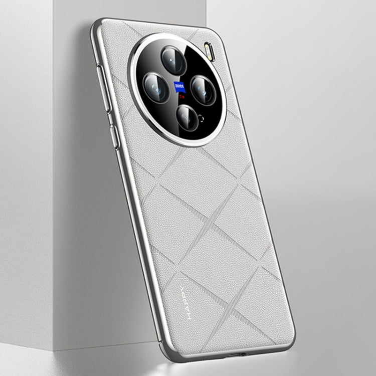 For vivo X200 Pro mini Plain Leather PC Phone Case