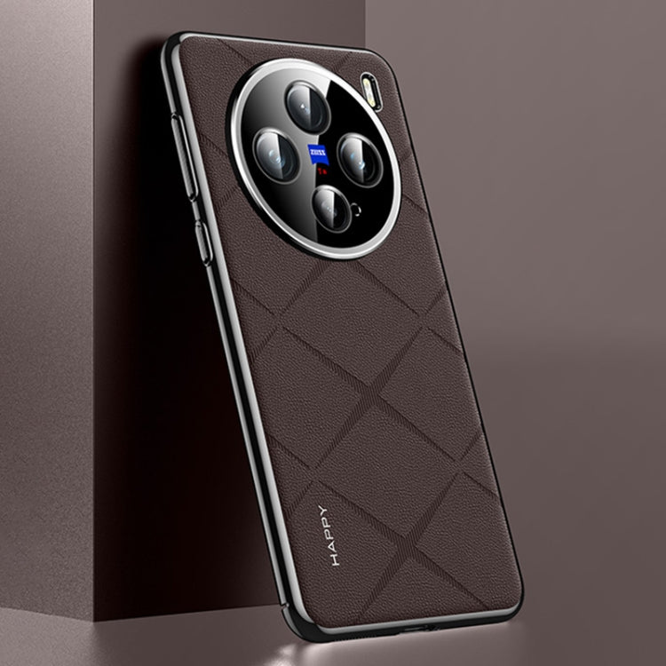 For vivo X200 Pro mini Plain Leather PC Phone Case