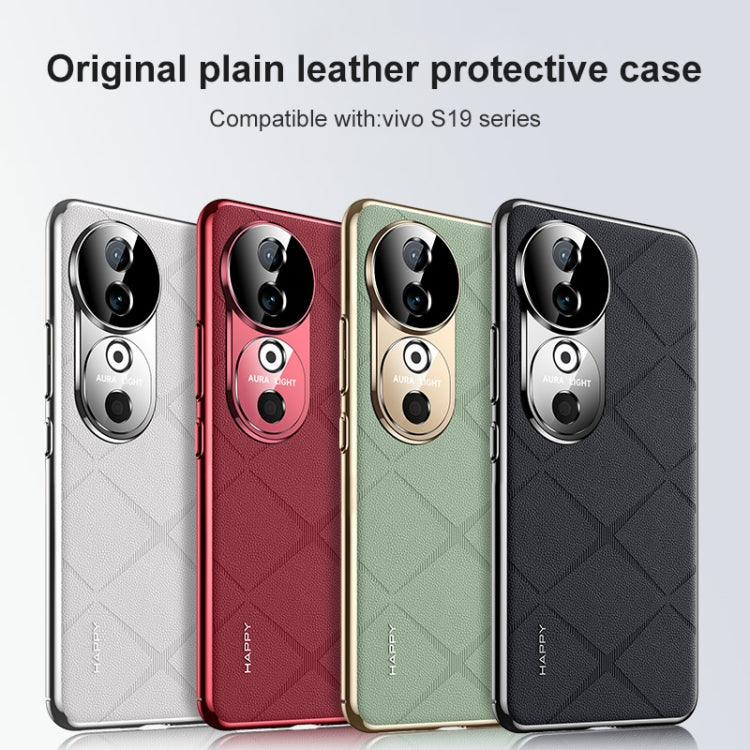 For vivo S19 Pro Plain Leather PC Phone Case