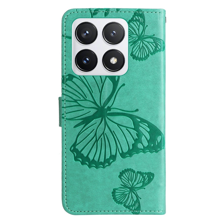 For Xiaomi 14T Pro 3D Butterfly Embossed Pattern Flip Leather Phone Case