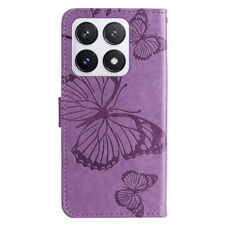 For Xiaomi 14T Pro 3D Butterfly Embossed Pattern Flip Leather Phone Case