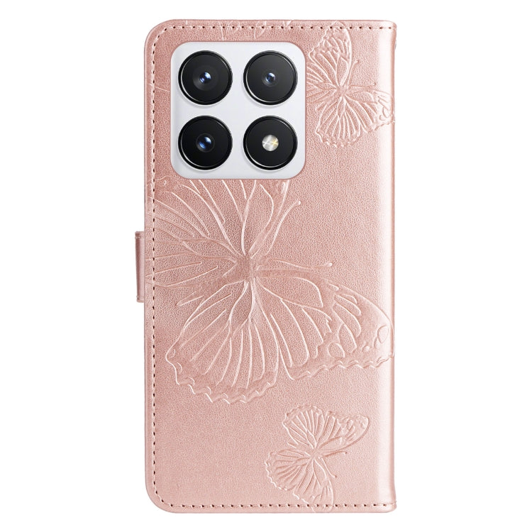 For Xiaomi 14T Pro 3D Butterfly Embossed Pattern Flip Leather Phone Case