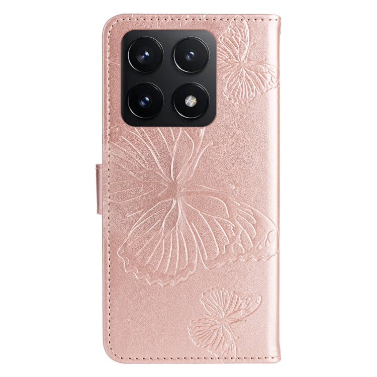 For Xiaomi 14T 3D Butterfly Embossed Pattern Flip Leather Phone Case