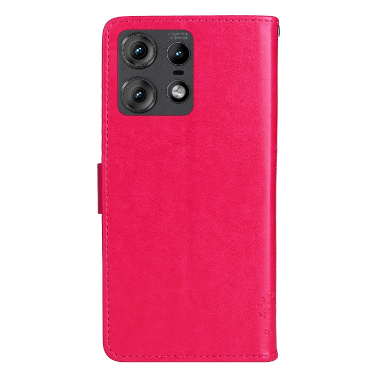 For Motorola Edge 50 Pro Tree & Cat Embossed Pattern Flip Leather Phone Case
