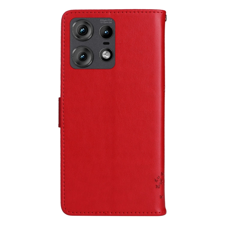 For Motorola Edge 50 Pro Tree & Cat Embossed Pattern Flip Leather Phone Case