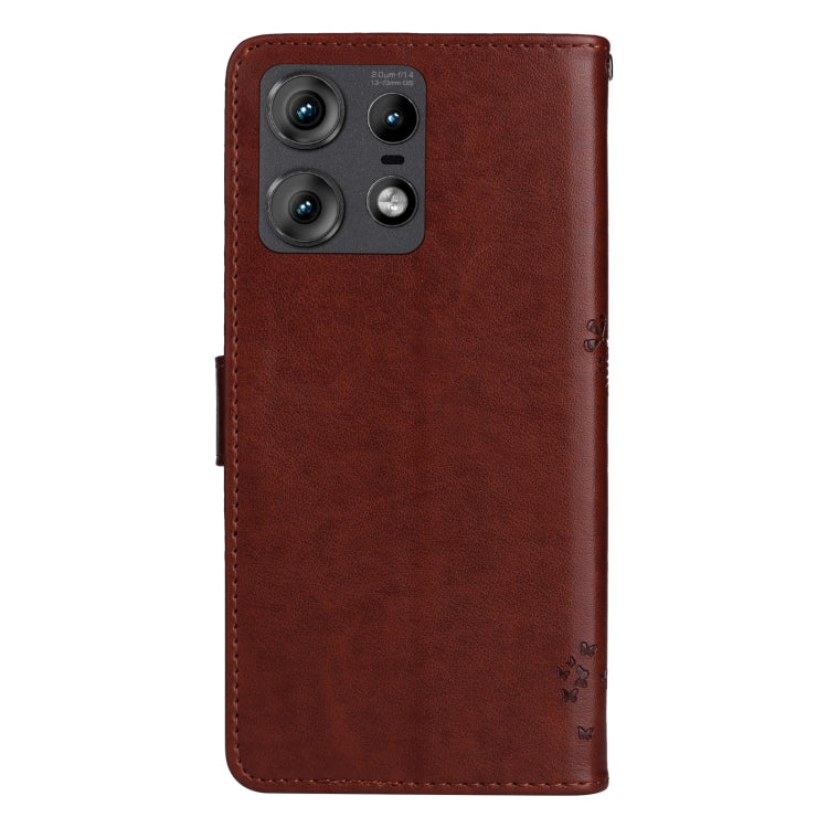 For Motorola Edge 50 Pro Tree & Cat Embossed Pattern Flip Leather Phone Case