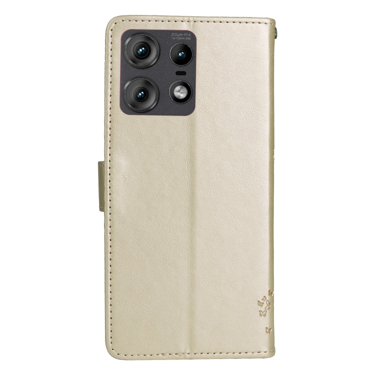For Motorola Edge 50 Pro Tree & Cat Embossed Pattern Flip Leather Phone Case