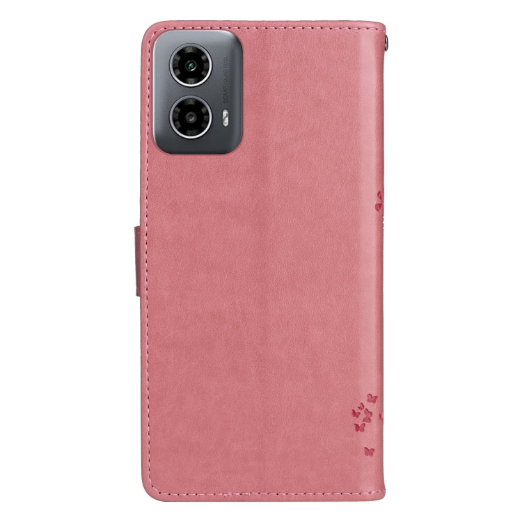 For Motorola Moto G34 Tree & Cat Embossed Pattern Flip Leather Phone Case