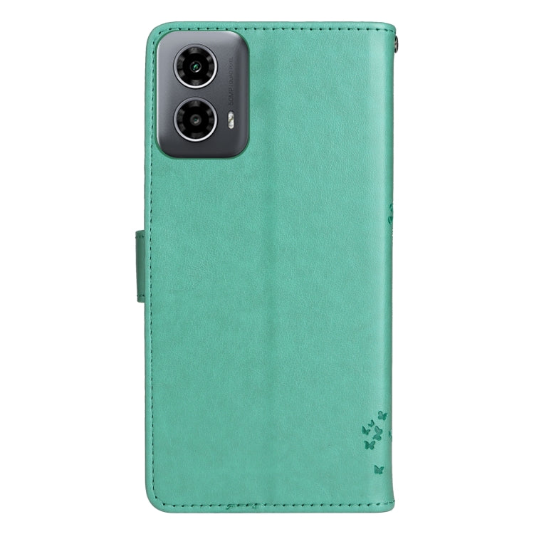 For Motorola Moto G34 Tree & Cat Embossed Pattern Flip Leather Phone Case