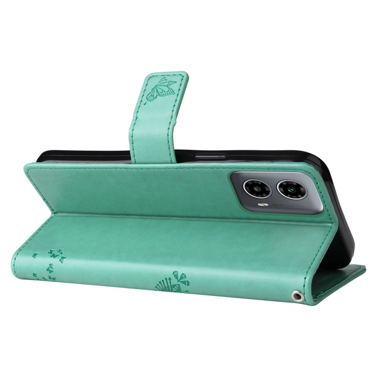 For Motorola Moto G34 Tree & Cat Embossed Pattern Flip Leather Phone Case