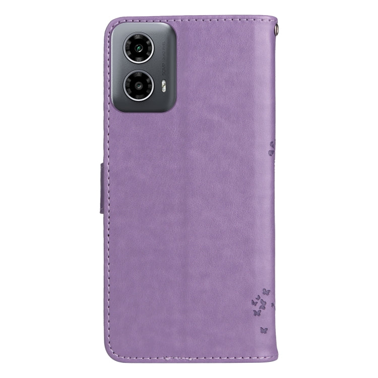 For Motorola Moto G34 Tree & Cat Embossed Pattern Flip Leather Phone Case