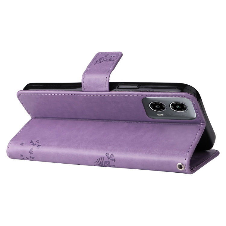 For Motorola Moto G34 Tree & Cat Embossed Pattern Flip Leather Phone Case