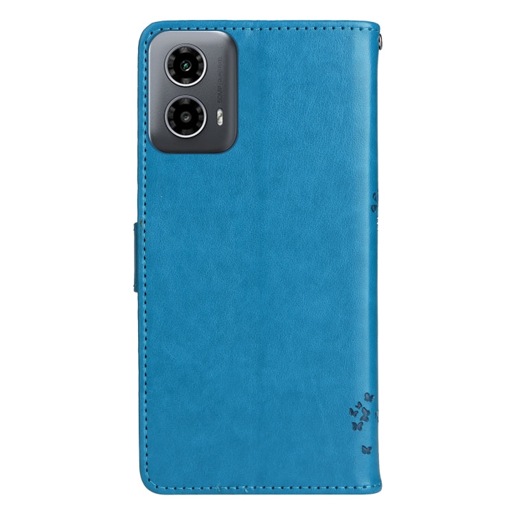 For Motorola Moto G34 Tree & Cat Embossed Pattern Flip Leather Phone Case