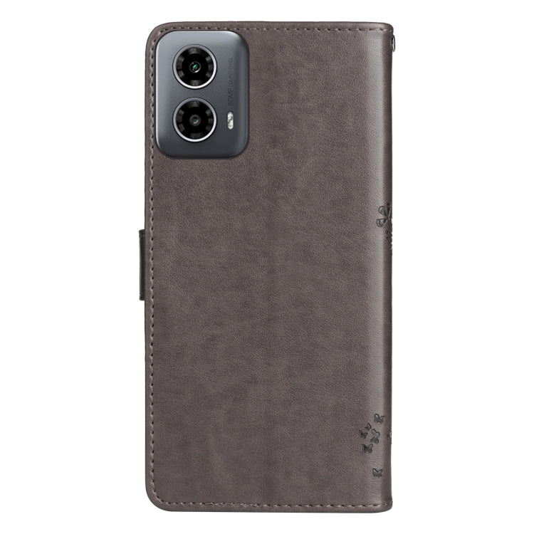 For Motorola Moto G34 Tree & Cat Embossed Pattern Flip Leather Phone Case