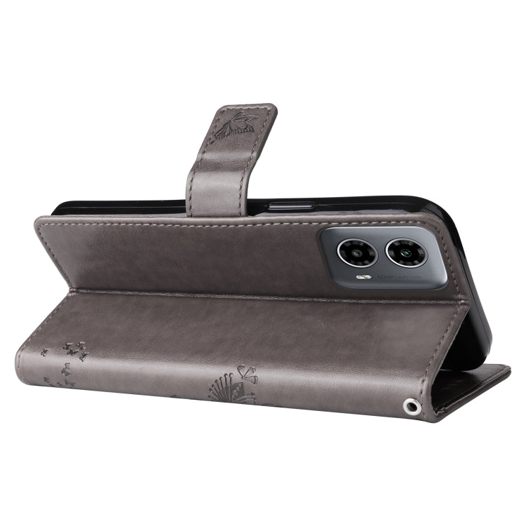 For Motorola Moto G34 Tree & Cat Embossed Pattern Flip Leather Phone Case