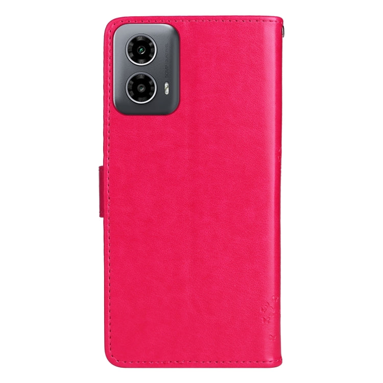 For Motorola Moto G34 Tree & Cat Embossed Pattern Flip Leather Phone Case