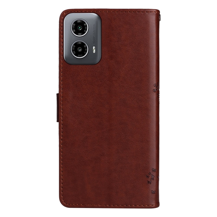 For Motorola Moto G34 Tree & Cat Embossed Pattern Flip Leather Phone Case