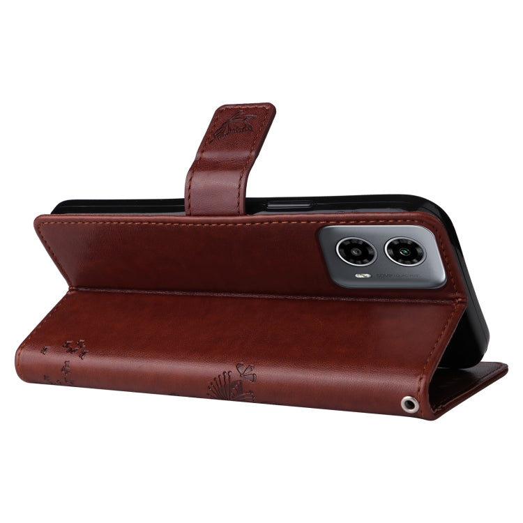 For Motorola Moto G34 Tree & Cat Embossed Pattern Flip Leather Phone Case