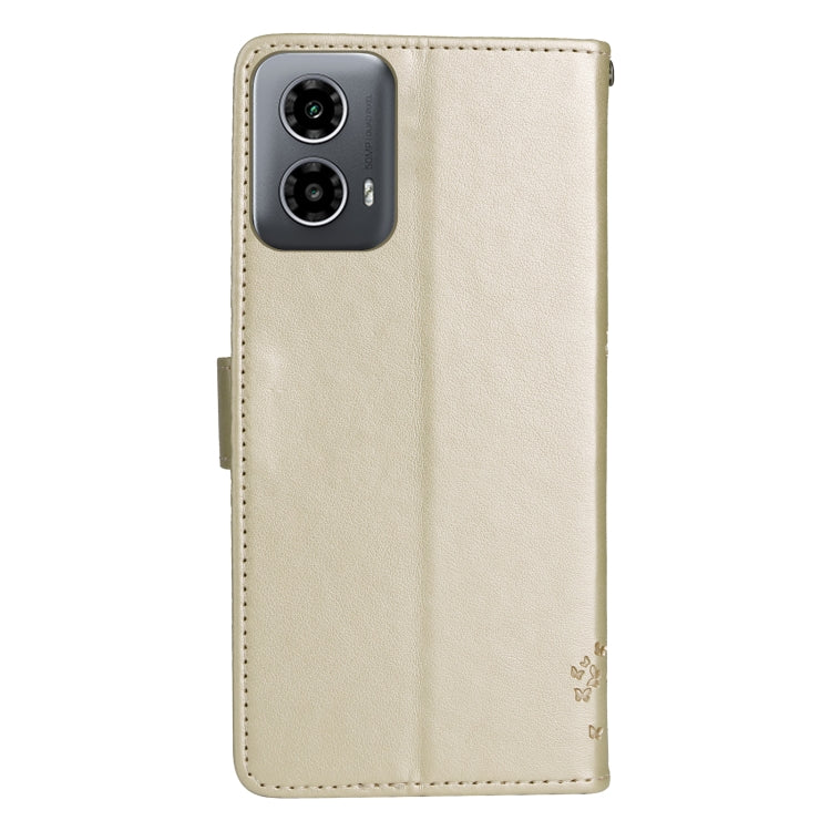 For Motorola Moto G34 Tree & Cat Embossed Pattern Flip Leather Phone Case