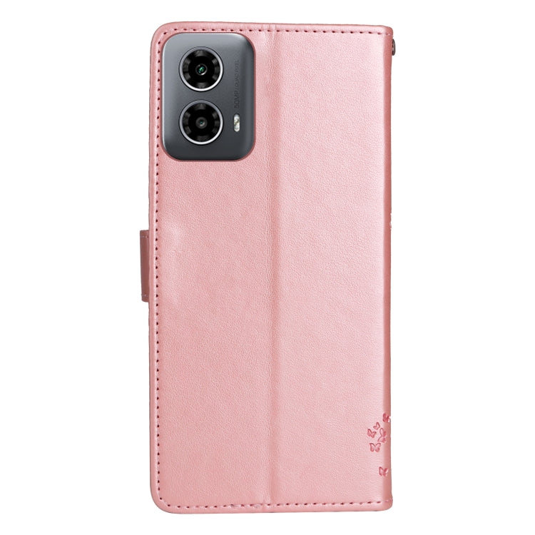 For Motorola Moto G34 Tree & Cat Embossed Pattern Flip Leather Phone Case