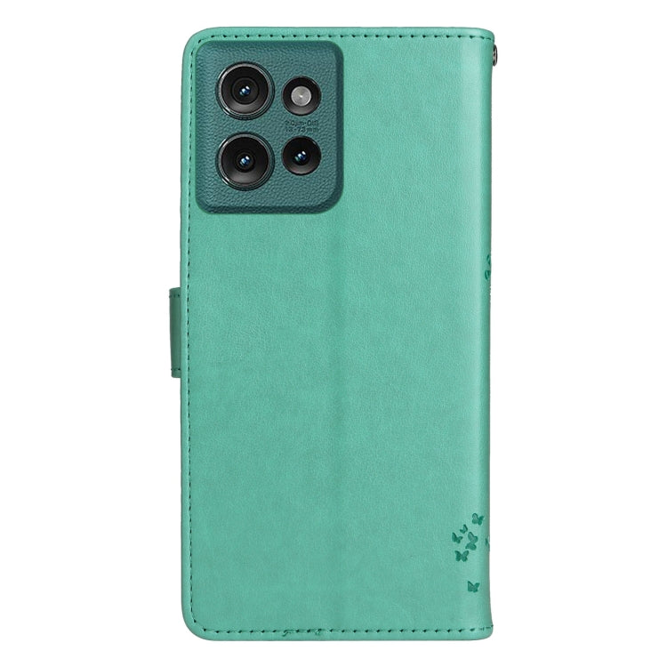 For Motorola Edge 50 5G Tree & Cat Embossed Pattern Flip Leather Phone Case