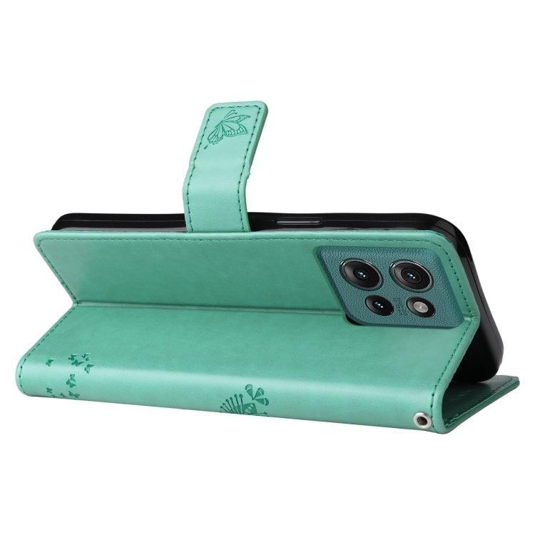 For Motorola Edge 50 5G Tree & Cat Embossed Pattern Flip Leather Phone Case