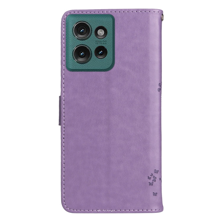 For Motorola Edge 50 5G Tree & Cat Embossed Pattern Flip Leather Phone Case