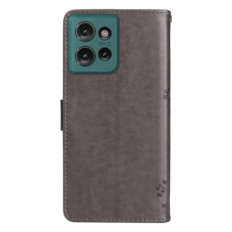 For Motorola Edge 50 5G Tree & Cat Embossed Pattern Flip Leather Phone Case