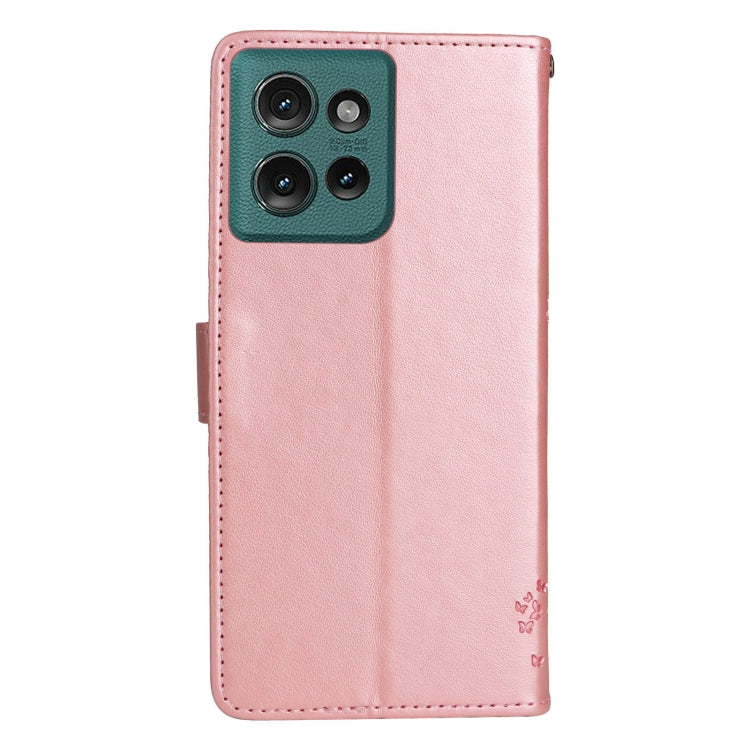 For Motorola Edge 50 5G Tree & Cat Embossed Pattern Flip Leather Phone Case
