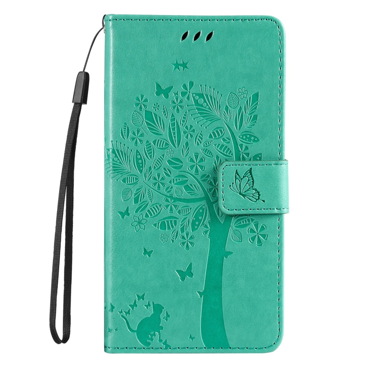 For Motorola Edge 50 Neo Tree & Cat Embossed Pattern Flip Leather Phone Case